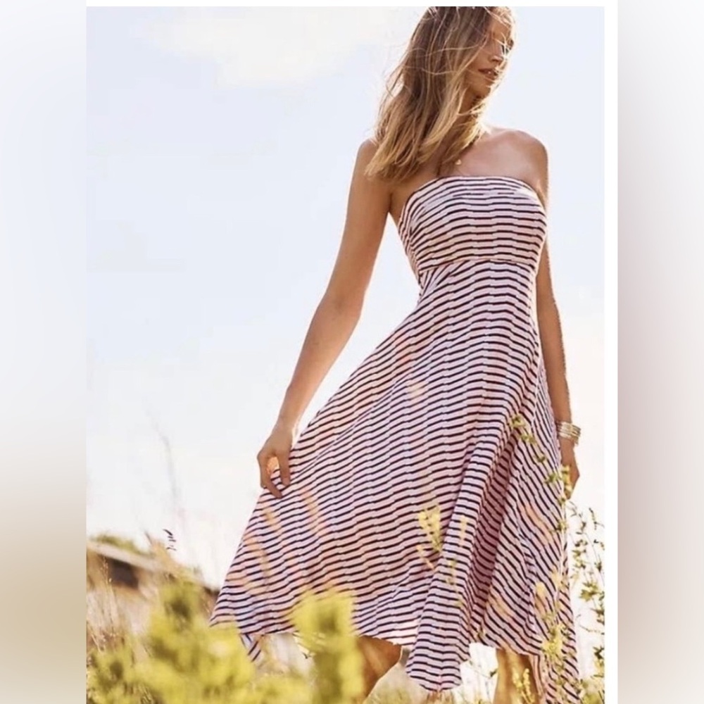 Anthropologie Dress Maeve Caleta Striped Handkerchief  Strapless Size S